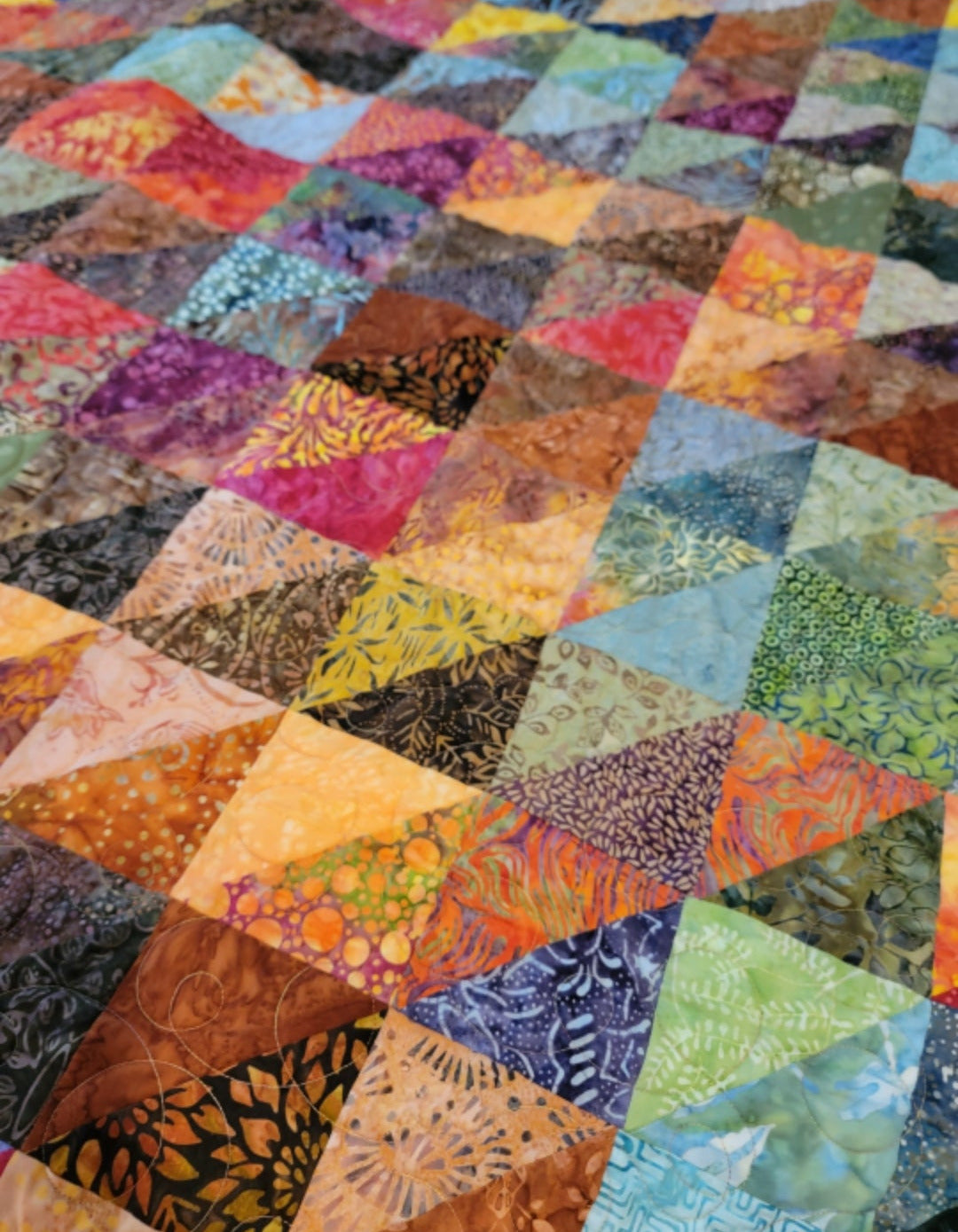 QUILT, BATIK HALF SQUARE TRIANGLES